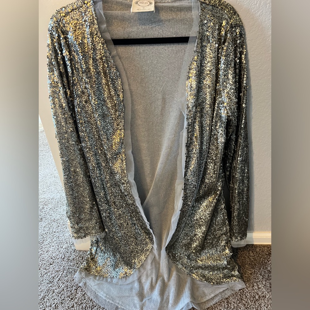 Gold long sparkle cardigan